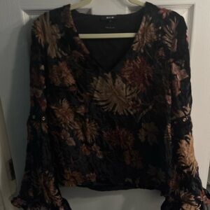 Miss Me Black and Brown Floral Blouse